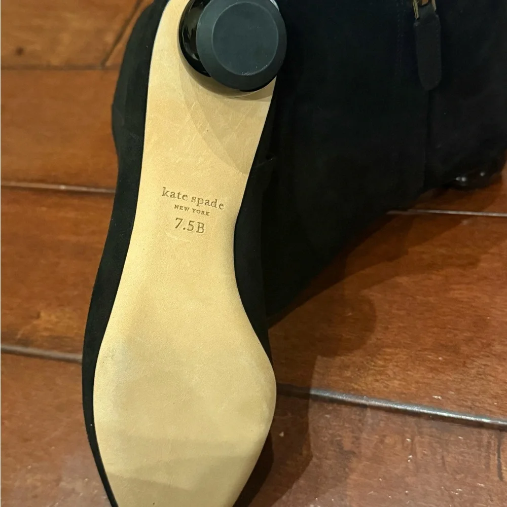 New Kate Spade Women's Black Leather Sydney Dress Booties Size 7.5B Narrow - Picture 13 of 16